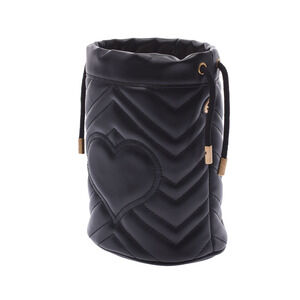 Gucci Marmont Shoulder Baguette GG Black Bag Leather